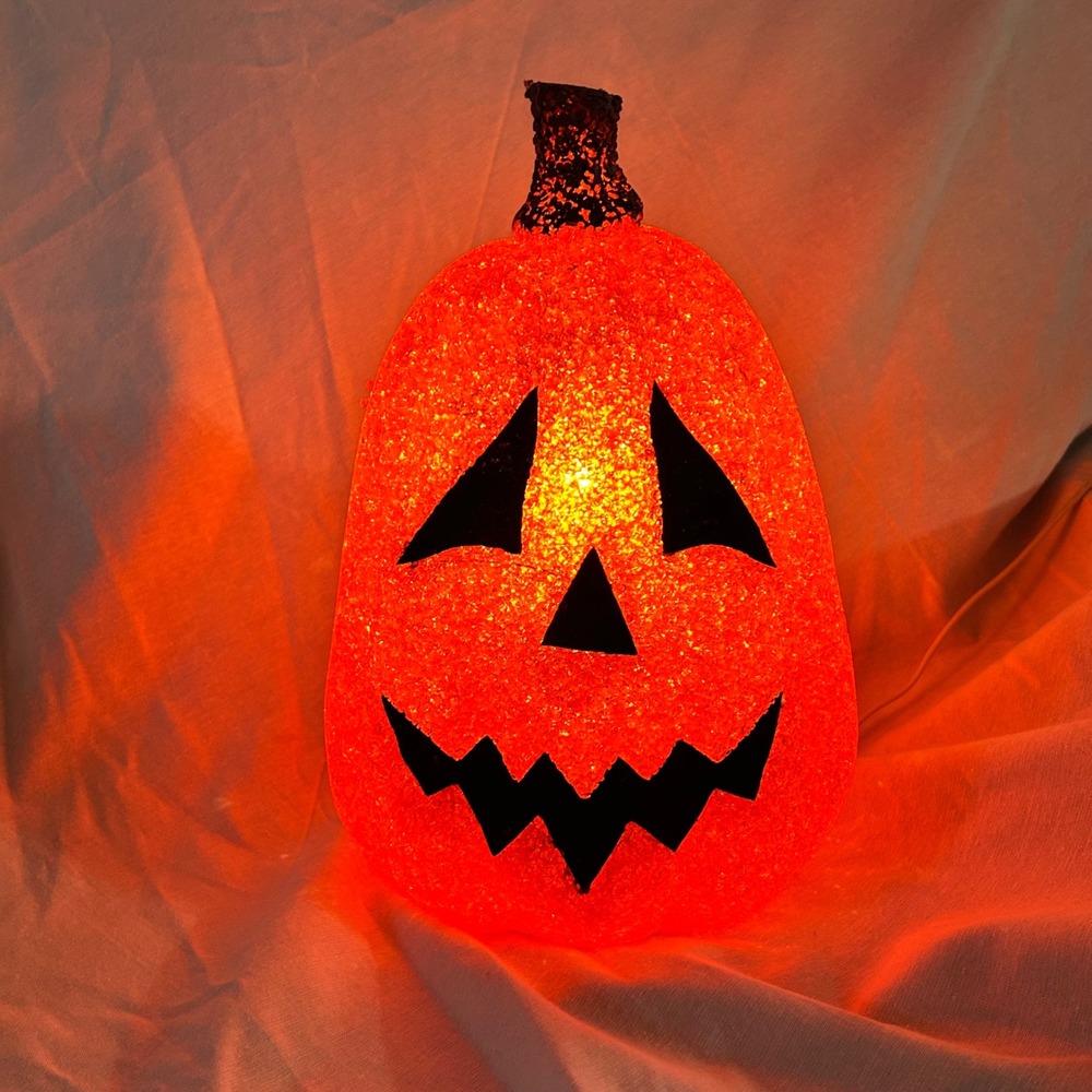 Vintage Kmart Halloween Melted Plastic Popcorn Pumpkin Jack-O-Lantern Light 12" - Picture 3 of 10